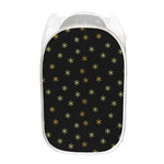 Black And Gold Snowflake Pattern Print Mesh Laundry Hamper
