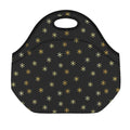 Black And Gold Snowflake Pattern Print Neoprene Lunch Bag