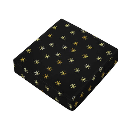 Black And Gold Snowflake Pattern Print Outdoor Seat Cushion Cover
