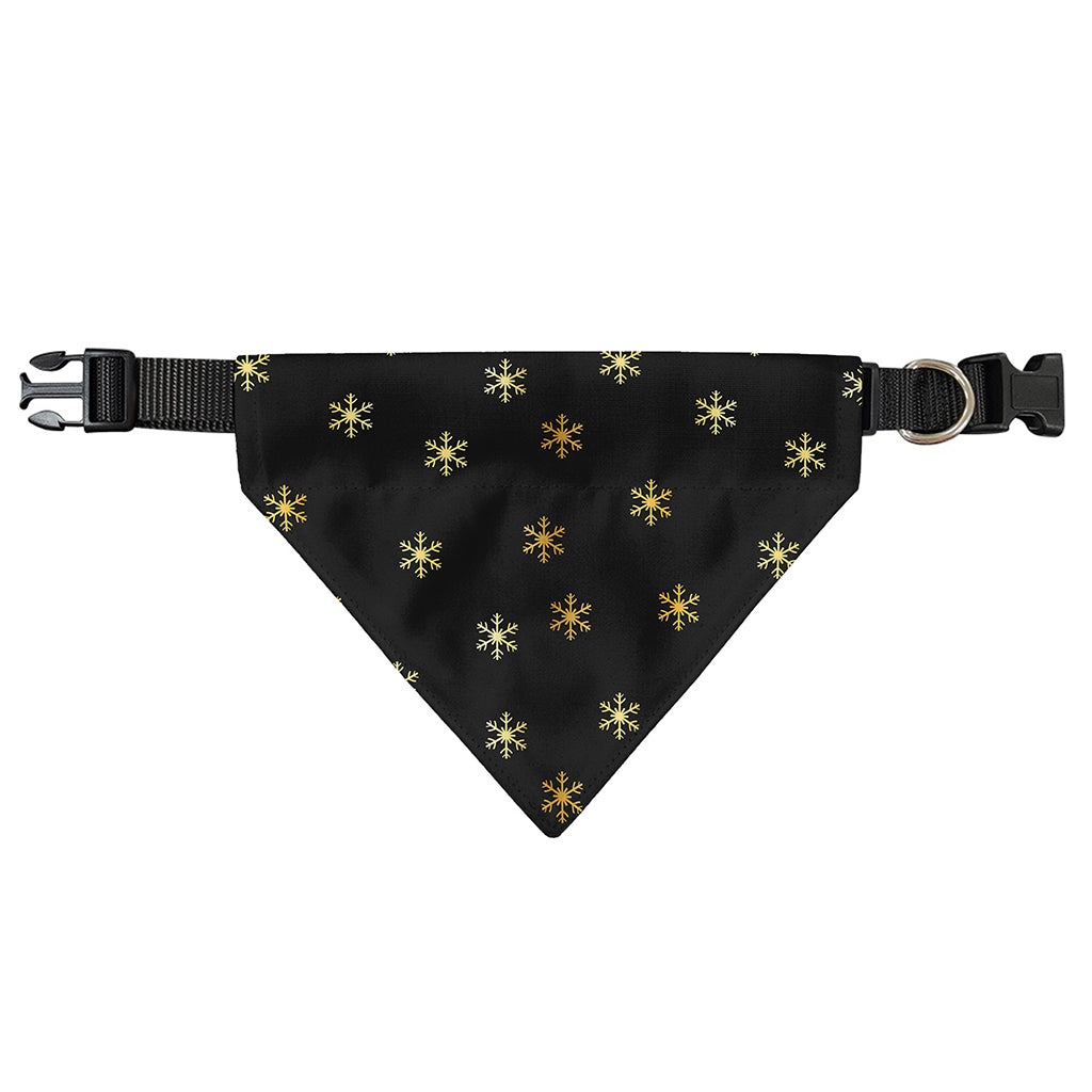 Black And Gold Snowflake Pattern Print Over The Collar Dog Bandana