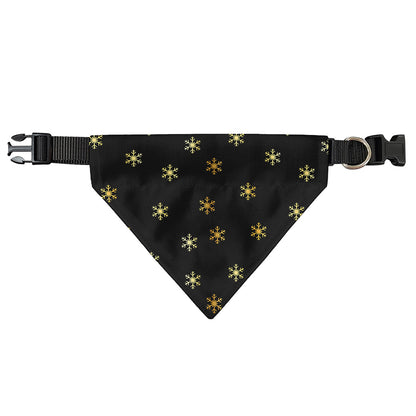 Black And Gold Snowflake Pattern Print Over The Collar Dog Bandana