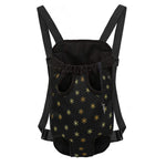 Black And Gold Snowflake Pattern Print Pet Carrier Backpack