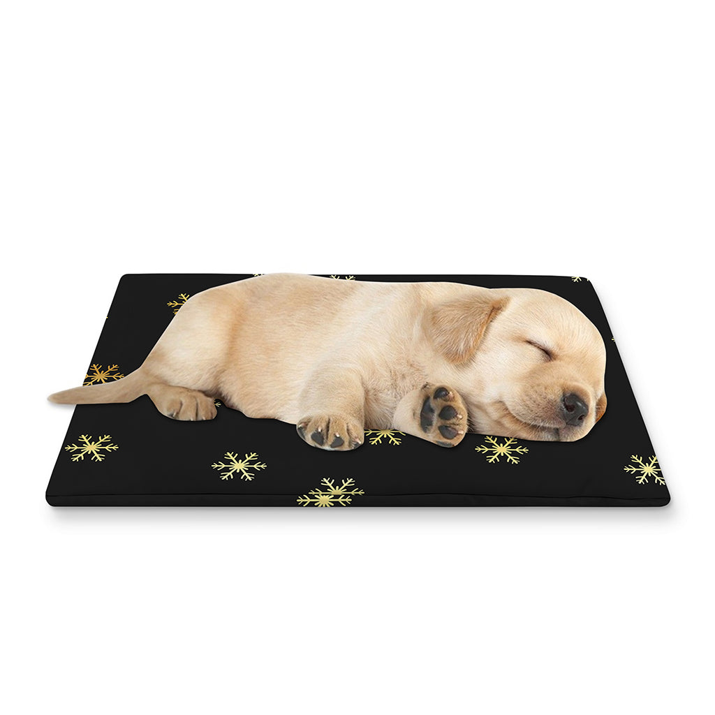 Black And Gold Snowflake Pattern Print Pet Cooling Mat Cover
