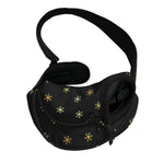 Black And Gold Snowflake Pattern Print Pet Sling Carrier