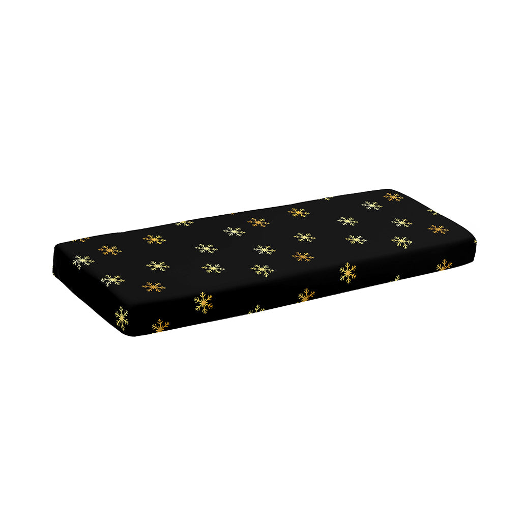 Black And Gold Snowflake Pattern Print Piano Keyboard Cover