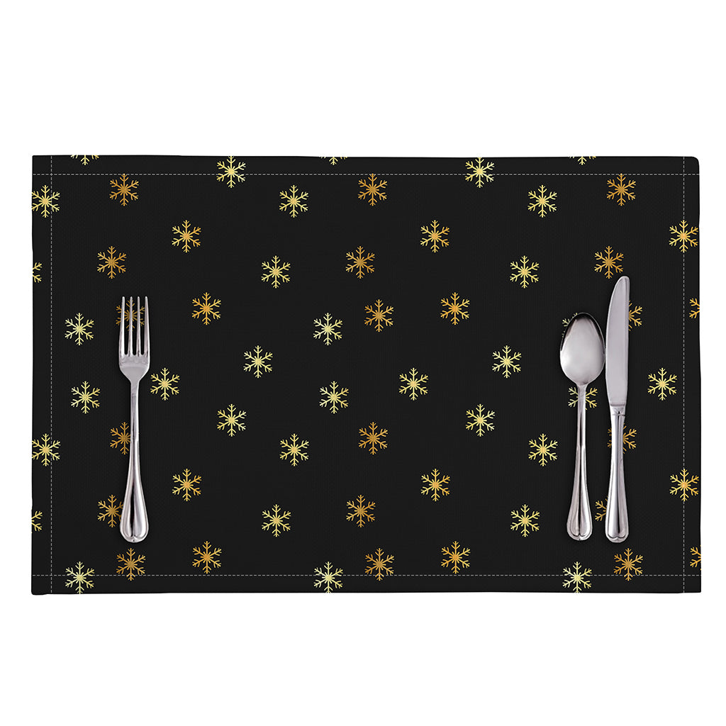 Black And Gold Snowflake Pattern Print Placemat