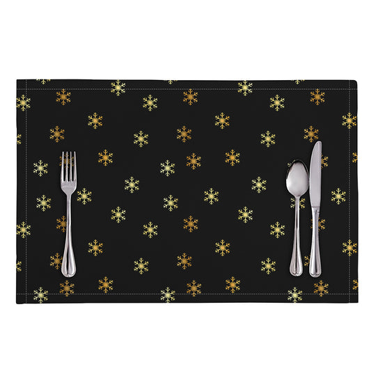 Black And Gold Snowflake Pattern Print Placemat