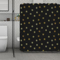 Black And Gold Snowflake Pattern Print Polyester Shower Curtain