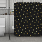Black And Gold Snowflake Pattern Print Polyester Shower Curtain