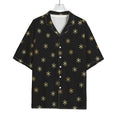 Black And Gold Snowflake Pattern Print Rayon Hawaiian Shirt