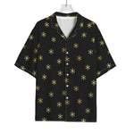 Black And Gold Snowflake Pattern Print Rayon Hawaiian Shirt