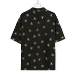 Black And Gold Snowflake Pattern Print Rayon Hawaiian Shirt