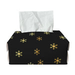 Black And Gold Snowflake Pattern Print Rectangle Tissue Box Cover