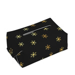 Black And Gold Snowflake Pattern Print Rectangle Tissue Box Cover