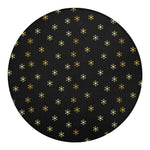 Black And Gold Snowflake Pattern Print Round Blanket