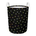 Black And Gold Snowflake Pattern Print Round Laundry Basket