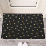 Black And Gold Snowflake Pattern Print Rubber Doormat