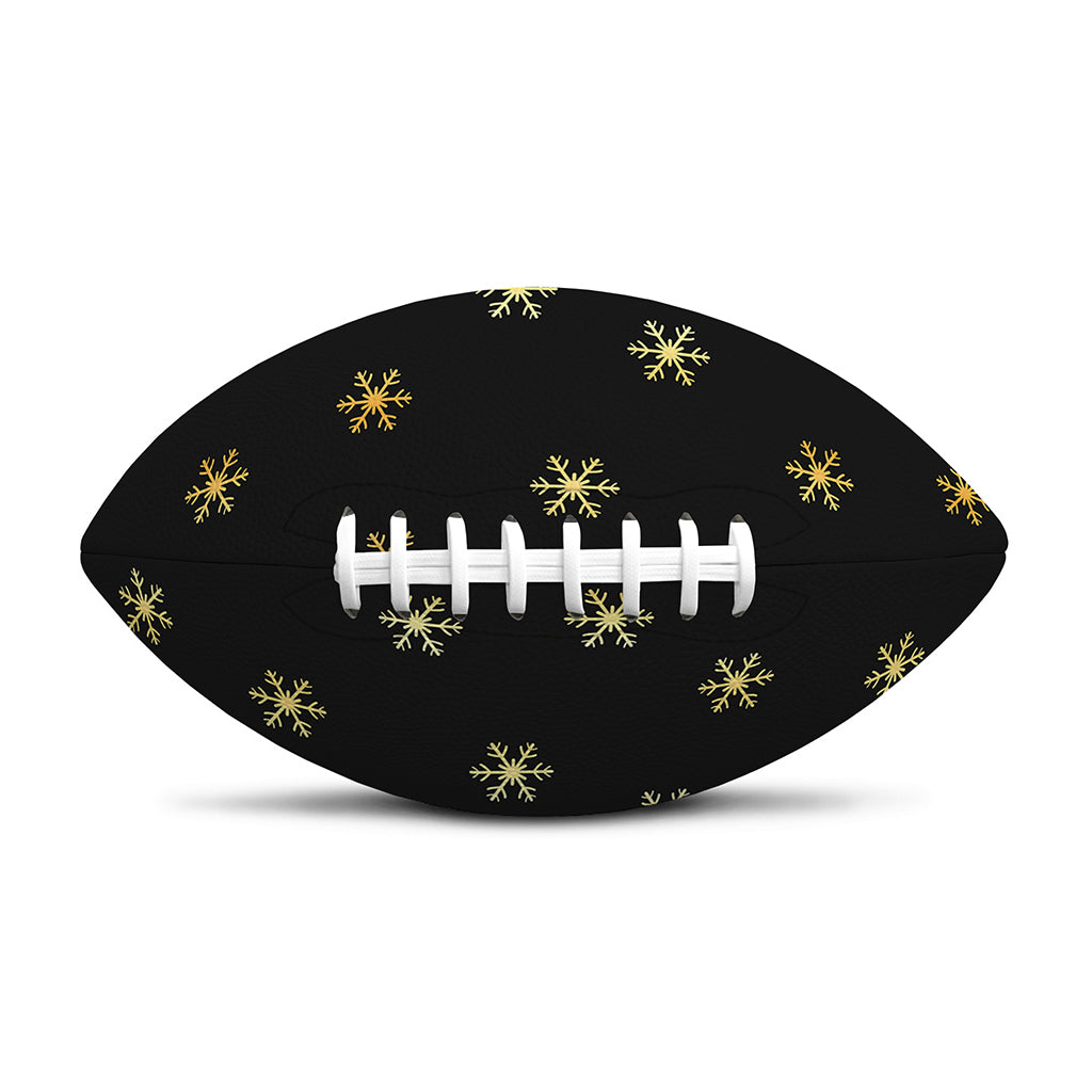 Black And Gold Snowflake Pattern Print Rugby Ball
