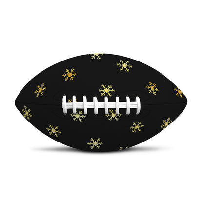 Black And Gold Snowflake Pattern Print Rugby Ball