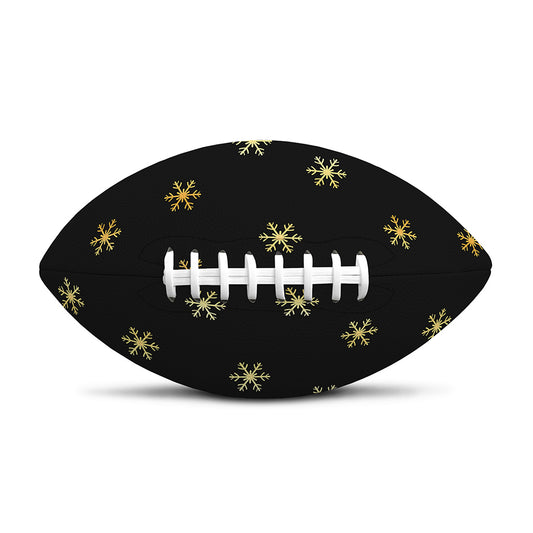 Black And Gold Snowflake Pattern Print Rugby Ball
