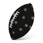 Black And Gold Snowflake Pattern Print Rugby Ball