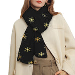 Black And Gold Snowflake Pattern Print Scarf