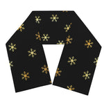 Black And Gold Snowflake Pattern Print Scarf