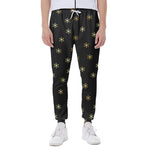 Black And Gold Snowflake Pattern Print Scuba Joggers