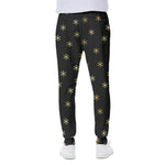 Black And Gold Snowflake Pattern Print Scuba Joggers