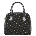 Black And Gold Snowflake Pattern Print Shoulder Handbag