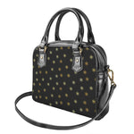 Black And Gold Snowflake Pattern Print Shoulder Handbag