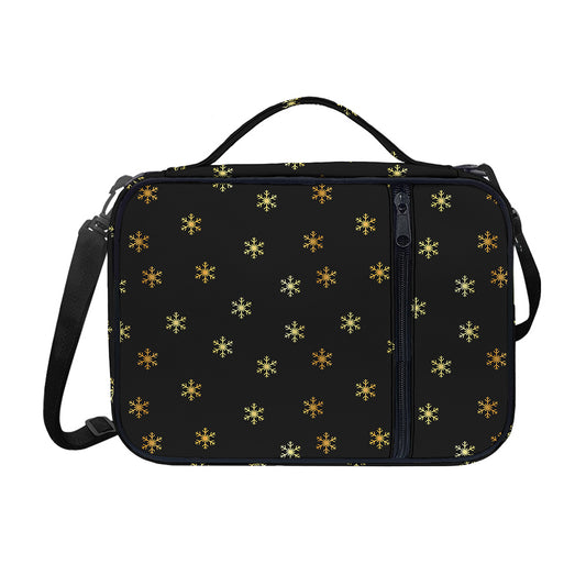 Black And Gold Snowflake Pattern Print Shoulder Strap Bible Bag