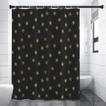 Black And Gold Snowflake Pattern Print Shower Curtain