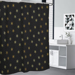 Black And Gold Snowflake Pattern Print Shower Curtain