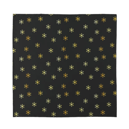 Black And Gold Snowflake Pattern Print Silk Bandana