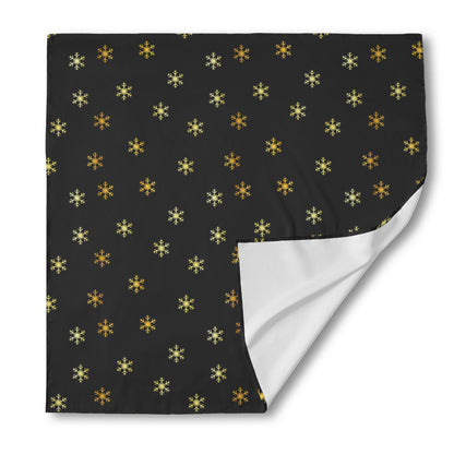 Black And Gold Snowflake Pattern Print Silk Bandana