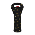 Black And Gold Snowflake Pattern Print Single Neoprene Wine Tote