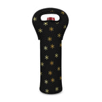 Black And Gold Snowflake Pattern Print Single Neoprene Wine Tote