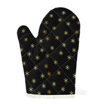 Black And Gold Snowflake Pattern Print Single Oven Mitt