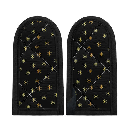 Black And Gold Snowflake Pattern Print Skillet Handle Cover