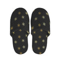 Black And Gold Snowflake Pattern Print Slippers