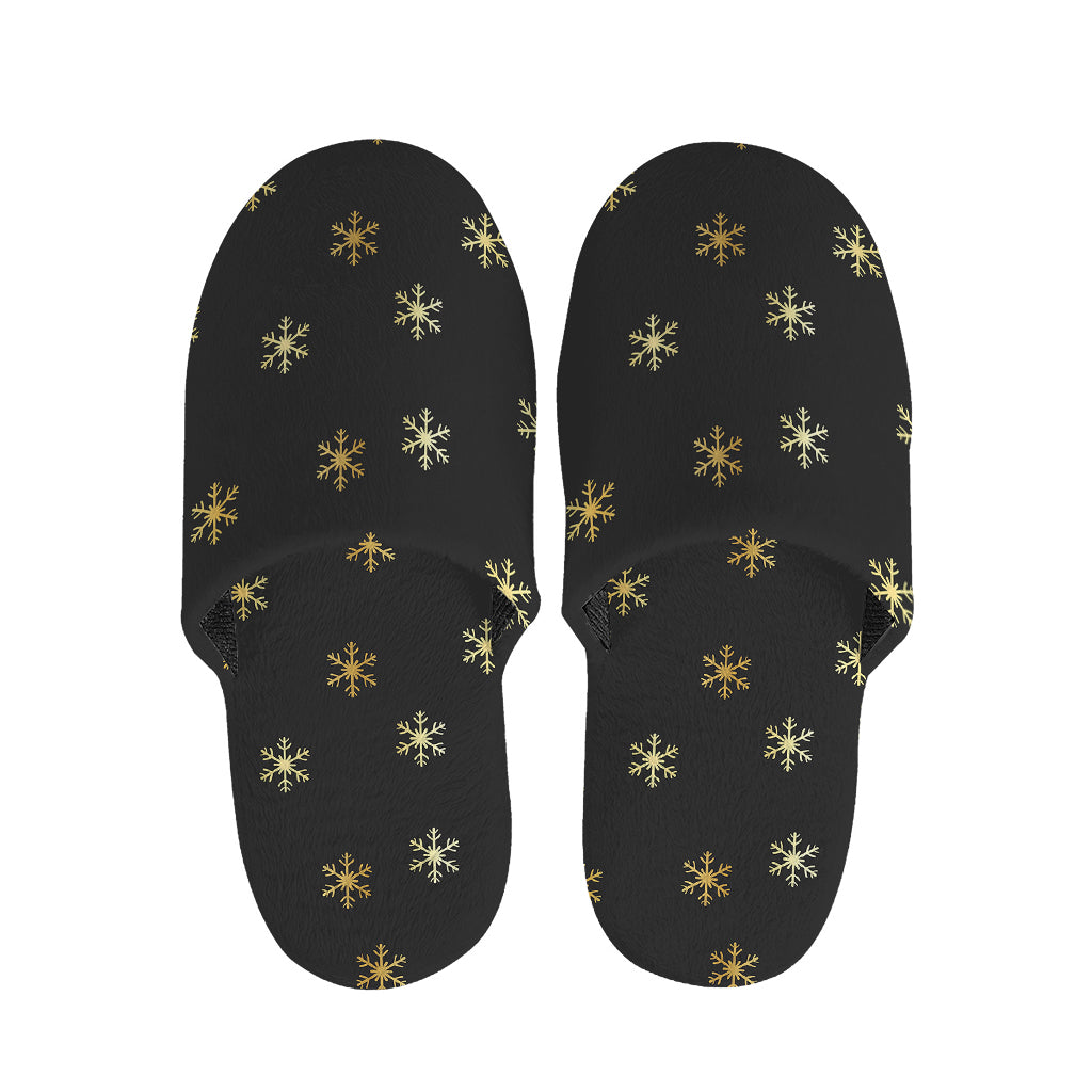 Black And Gold Snowflake Pattern Print Slippers