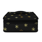 Black And Gold Snowflake Pattern Print Small Lunch Bag