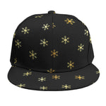 Black And Gold Snowflake Pattern Print Snapback Cap