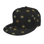 Black And Gold Snowflake Pattern Print Snapback Cap