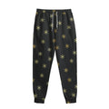 Black And Gold Snowflake Pattern Print Sweatpants