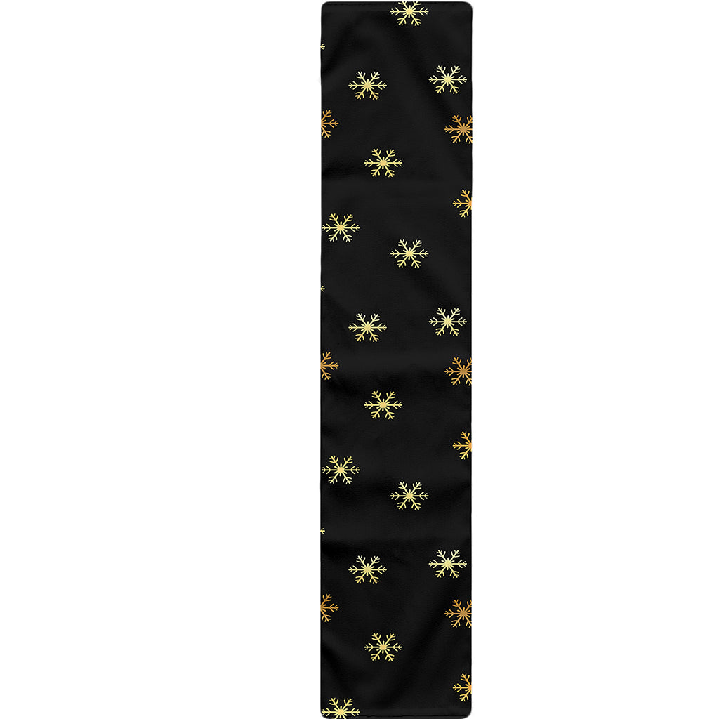 Black And Gold Snowflake Pattern Print Table Runner