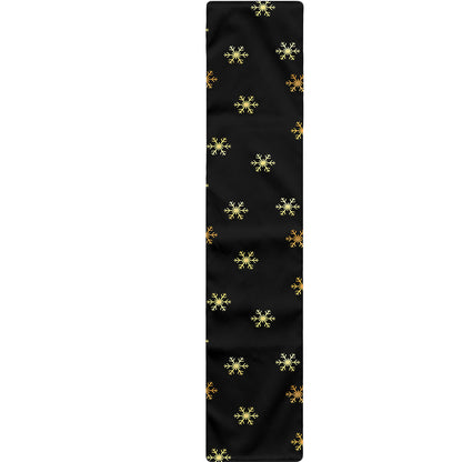 Black And Gold Snowflake Pattern Print Table Runner