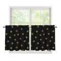 Black And Gold Snowflake Pattern Print Tier Curtains