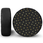 Black And Gold Snowflake Pattern Print Tire Cover